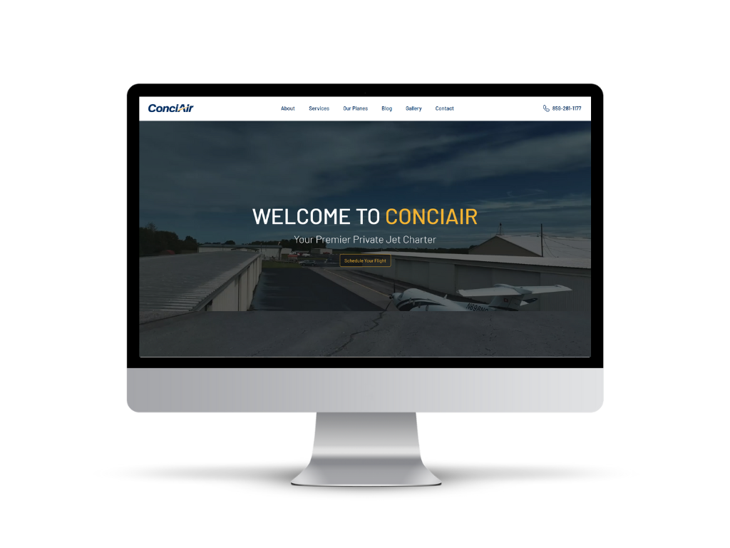 Conciair website on a desktop screen