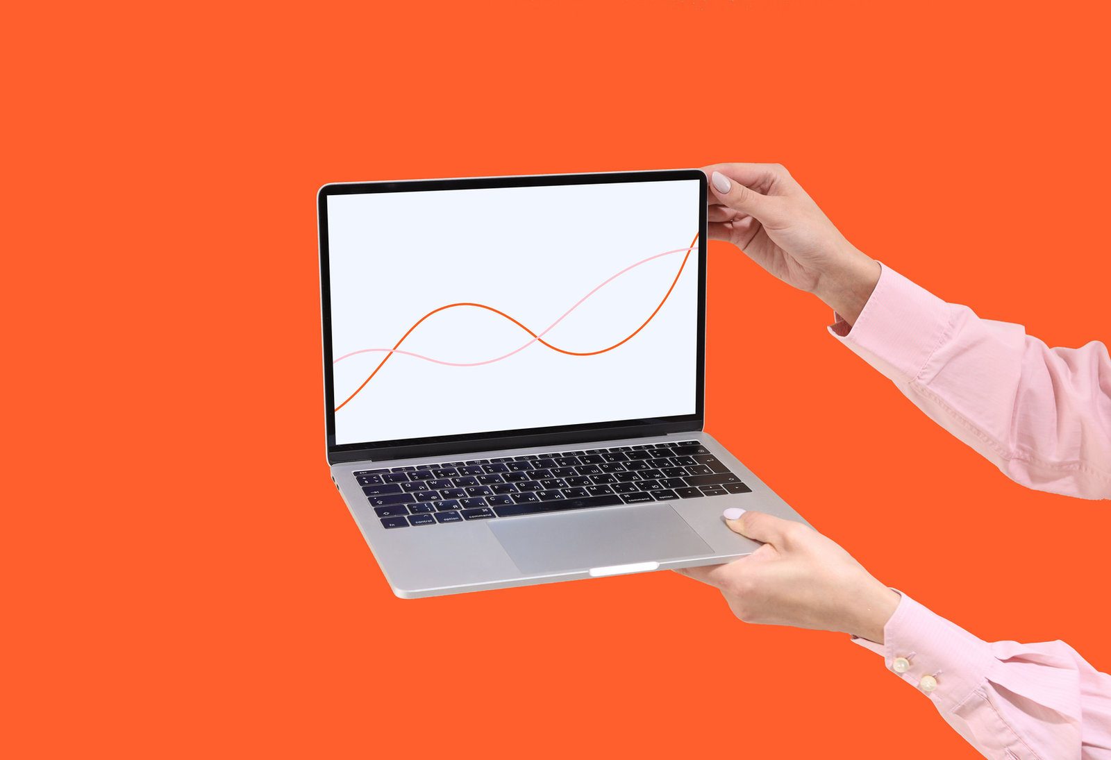 A laptop showing a rising search traffic line
