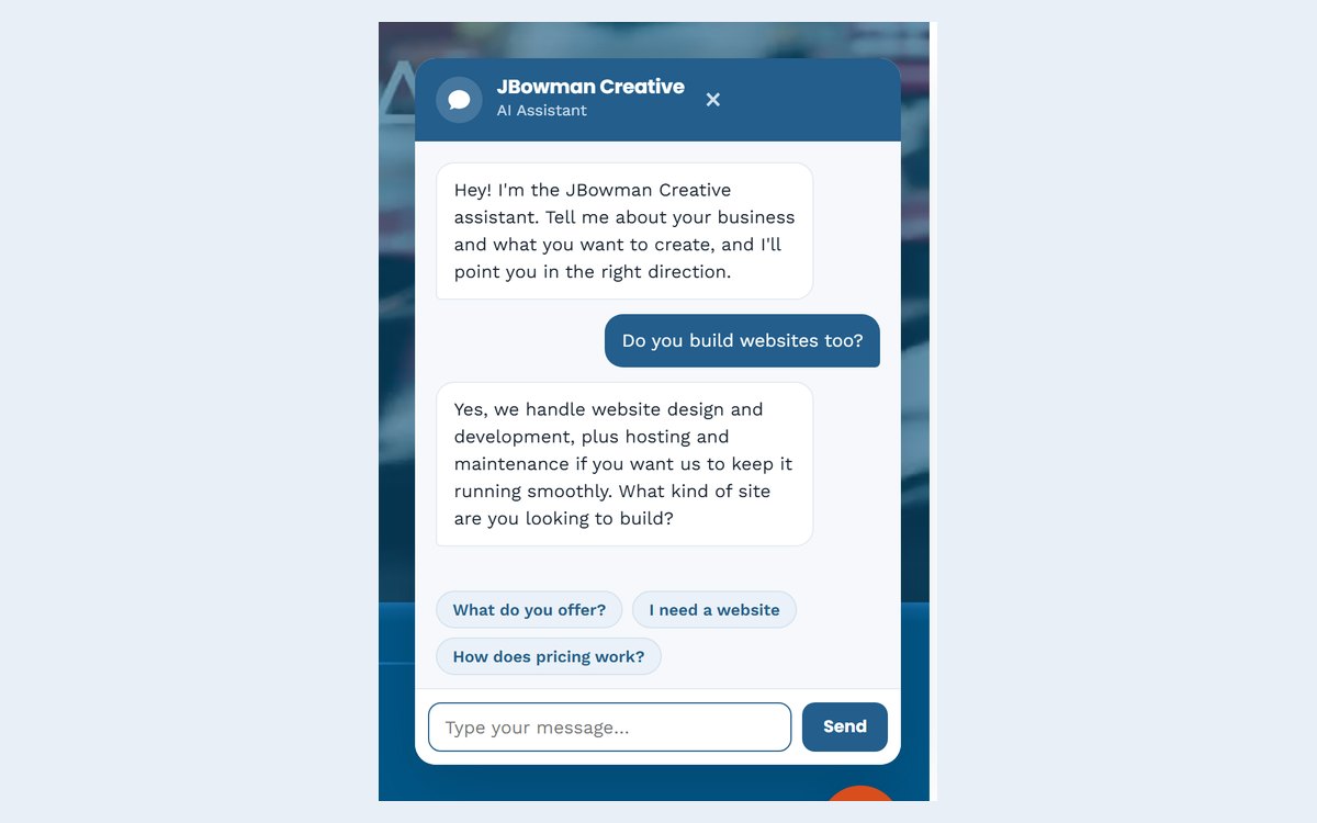 The assistant answering a visitor's question about web design