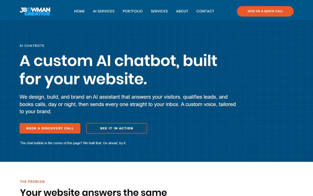 The AI chatbots page on jbowmancreative.com