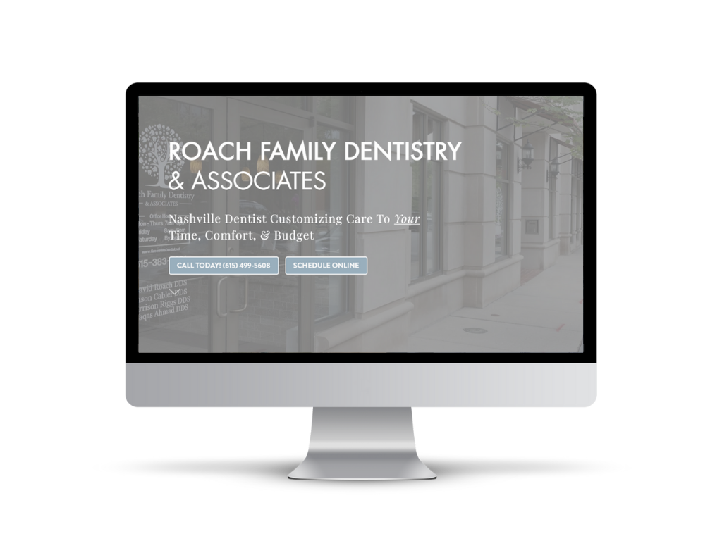 Roach Family Dentistry website on a desktop screen