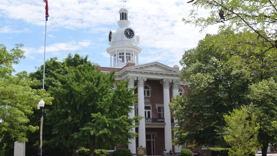 The Rutherford County Courthouse on the square in Murfreesboro, Tennessee