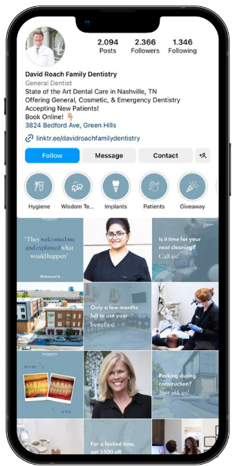 David Roach Family Dentistry Instagram profile managed by JBowman Creative