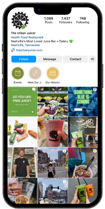 The Urban Juicer Instagram profile managed by JBowman Creative