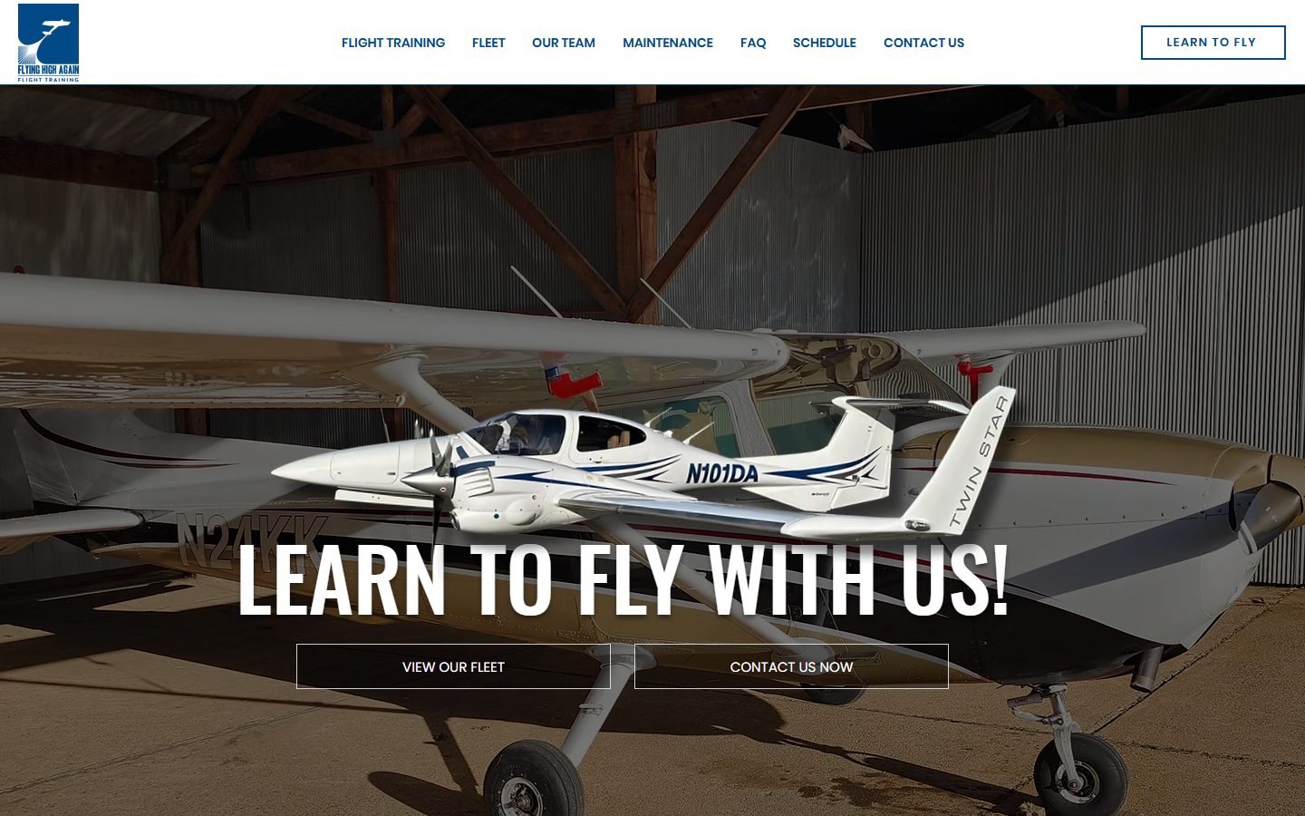 The Flying High Again homepage, built by JBowman Creative