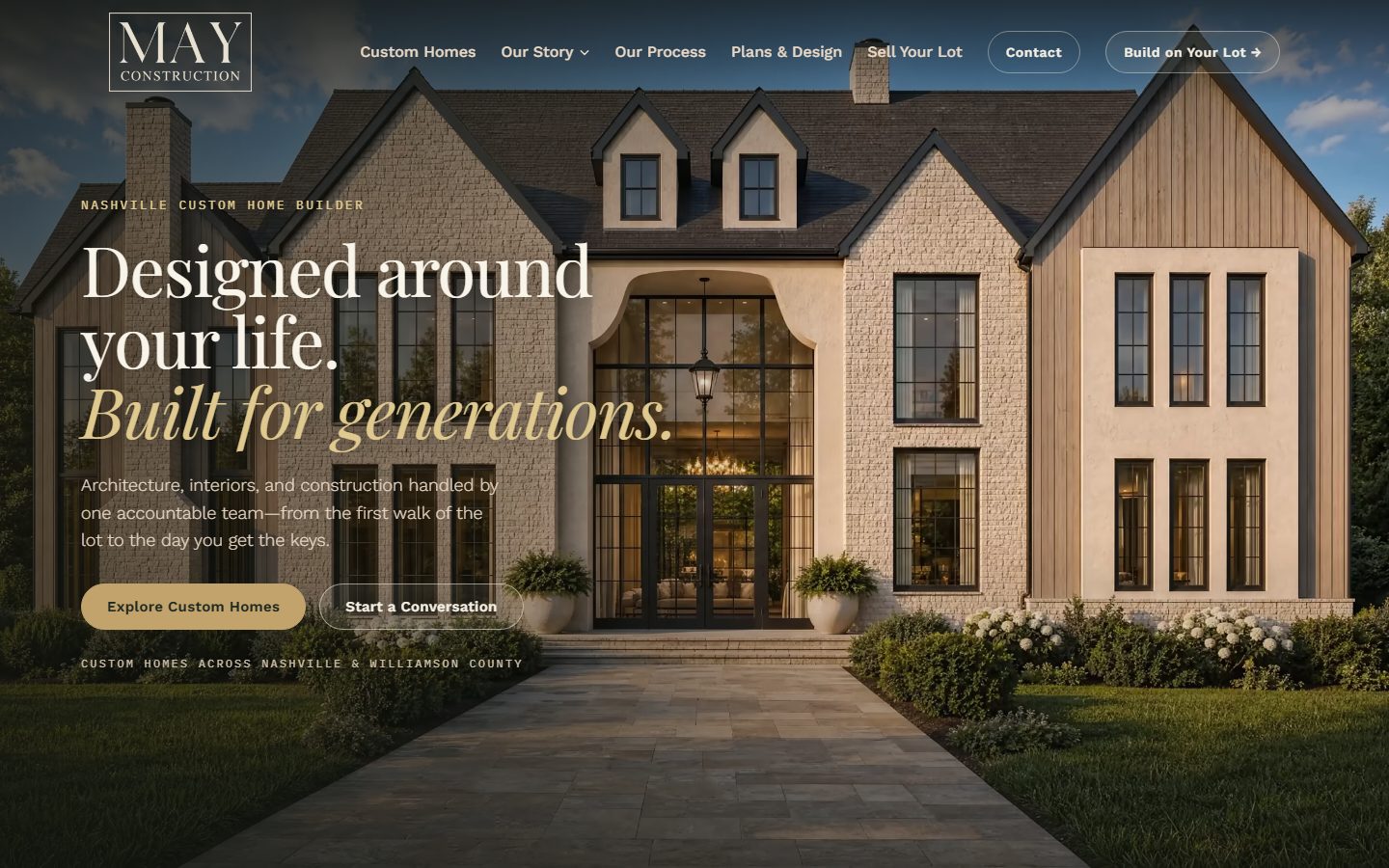The May Construction homepage, built by JBowman Creative