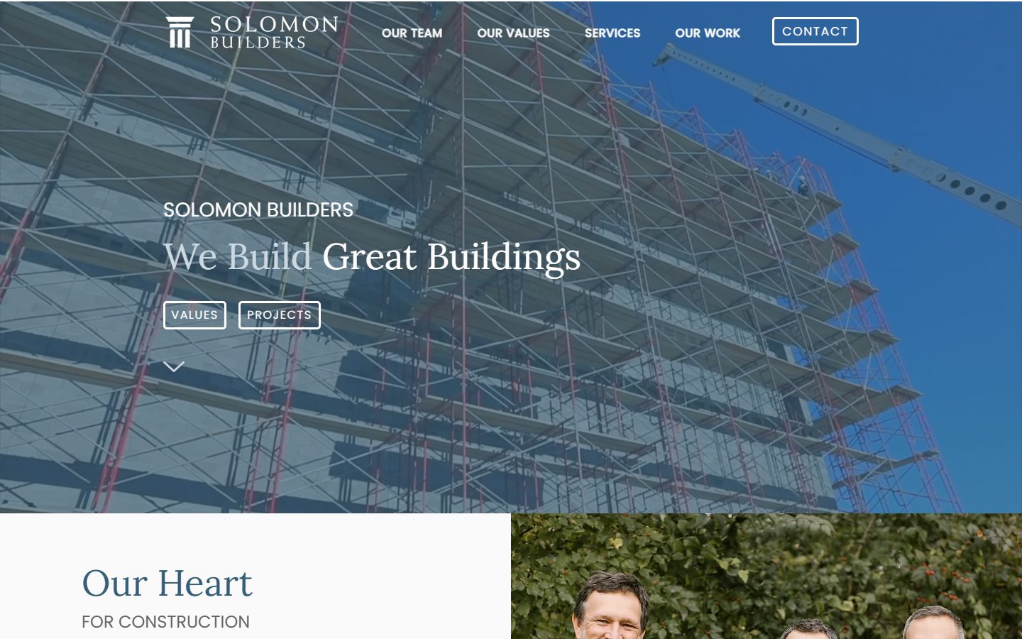 The Solomon Builders homepage, built by JBowman Creative