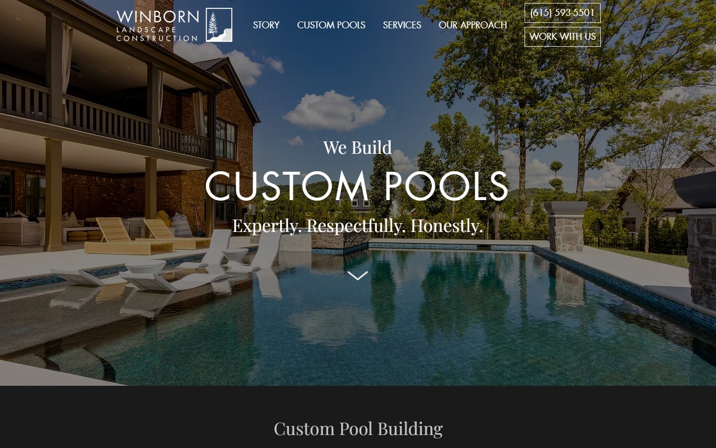 The Winborn Landscape Construction homepage, built by JBowman Creative